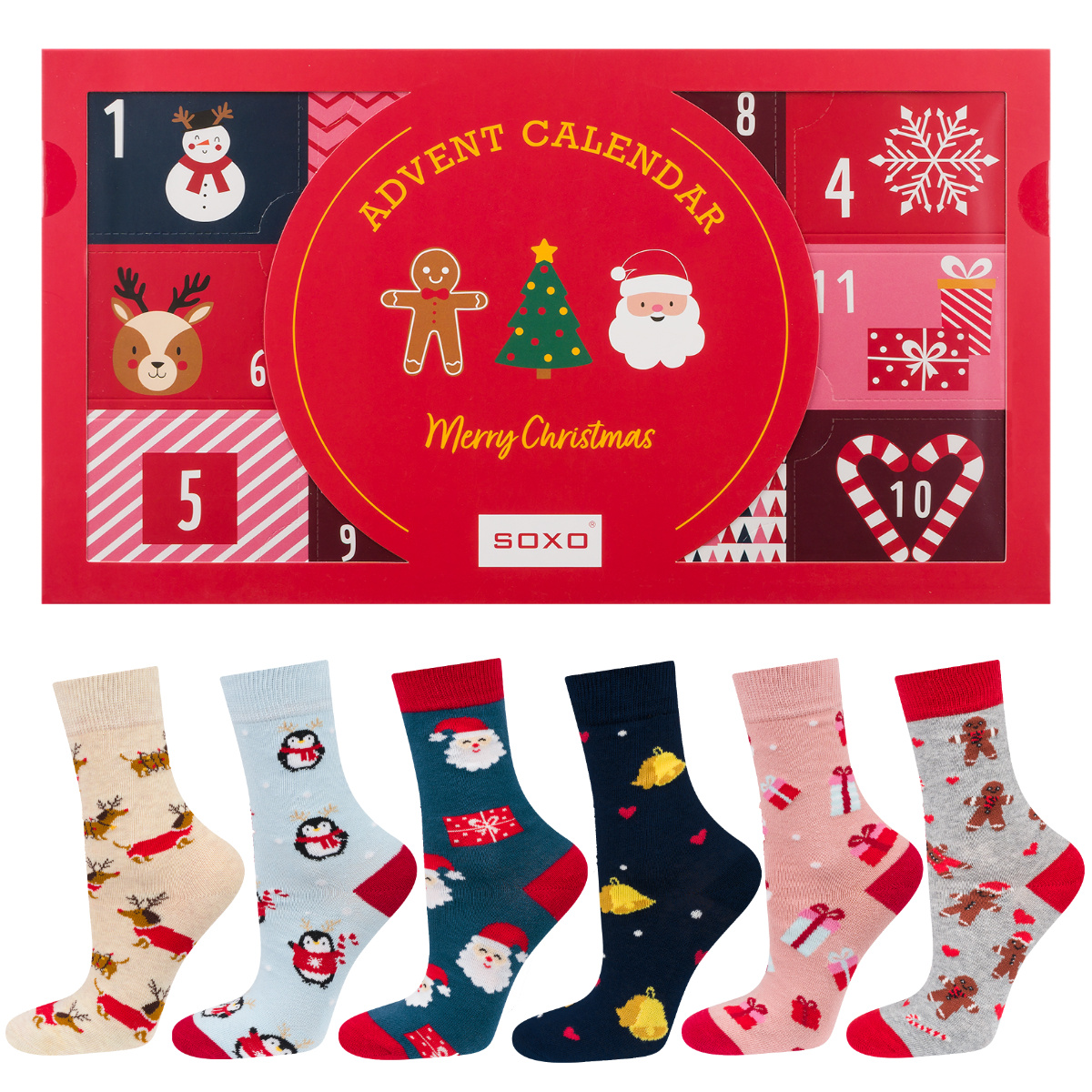 Set aus 6x SOXO Damensocken | Adventskalender | Geschenkidee für sie | Nikolaustag