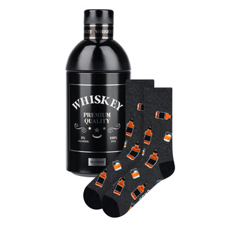 Socken mit Whiskey-Motiv in Flaschenverpackung