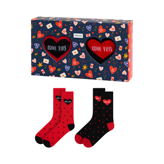 2 Paar von lustige Socken mit Herzmotiv in einzigartiger Verpackung zum Valentinstag | Herrensocken | SOXO