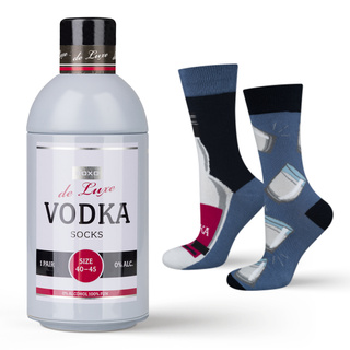 Socken mit Wodka-Motiv in Flaschenverpackung