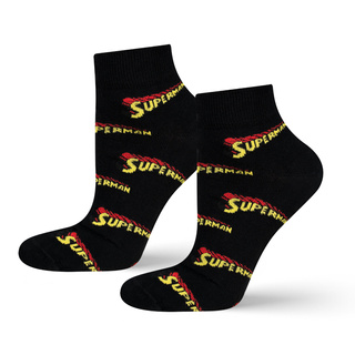 SOXO schwarze Herren kurze Socken | Superman Muster