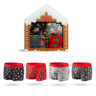 4 Paar von lustigen Boxershorts mit Weihnachtsmotiv in einzigartiger Verpackung | SOXO
