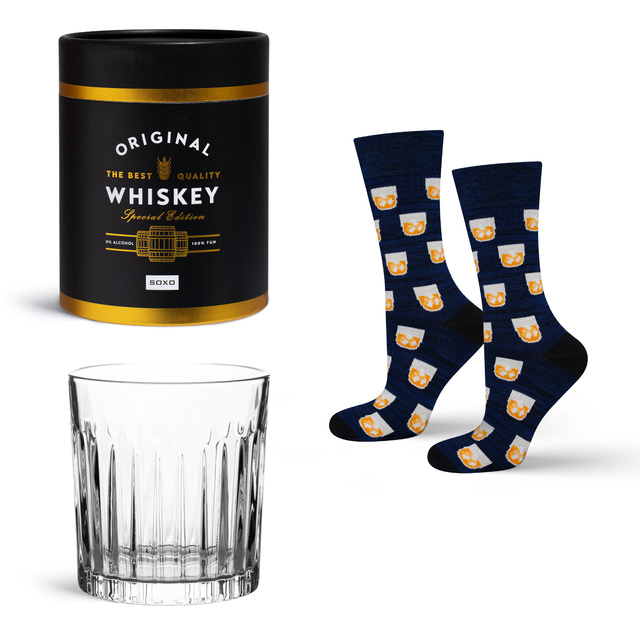 Socken mit Whiskey-Motiv mit Glas