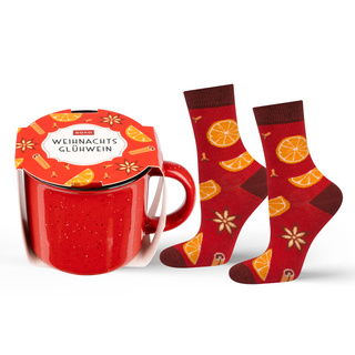 Socken mit Glühwein-Motiv im Becher