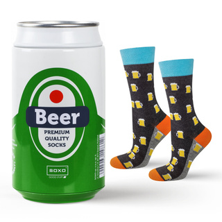 1 Paar von lustigen Socken mit Biermotiv in einzigartiger Verpackung | Herrensocken | SOXO