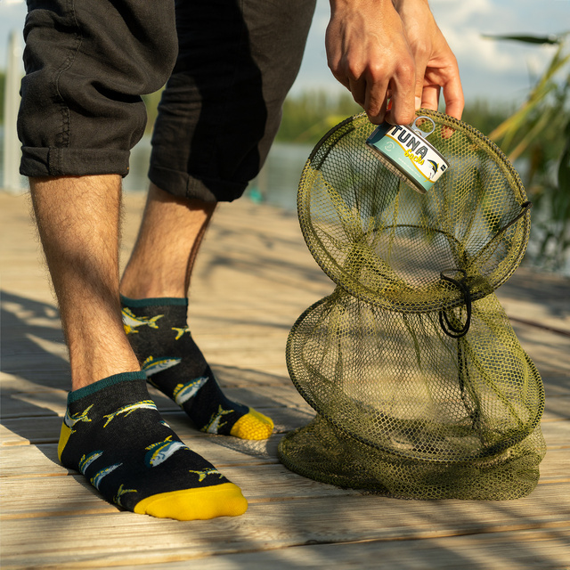 1 Paar von lustigen Socken mit Thunfischmotiv in einzigartiger Verpackung | Herrensocken | SOXO