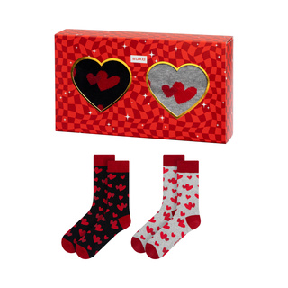 2 Paar von lustige Socken mit Herzmotiv in einzigartiger Verpackung zum Valentinstag | Herrensocken | SOXO