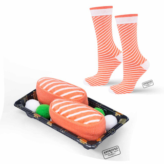 1 Paar von lustigen Socken mit Sushimotiv in einzigartiger Verpackung | Damen-/Herrensocken | SOXO