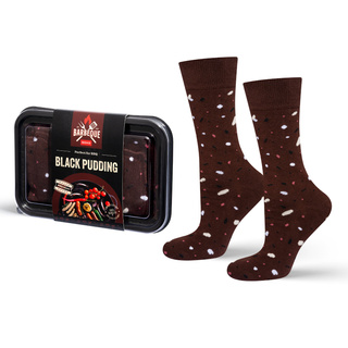 1 Paar von lustigen Socken mit Black Pudding motiv in einzigartiger Verpackung | Herrensocken | SOXO