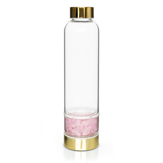 Glasflasche mit Rosenquarz 450 ml