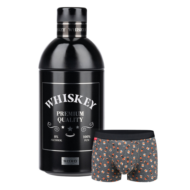 1 Paar von lustigen Boxershorts mit Whiskymotiv einzigartiger Verpackung | SOXO