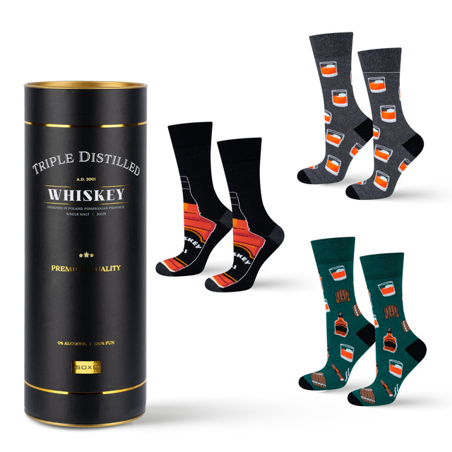 Socken mit Whiskey-Motiv 3er-Pack