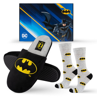 Set mit 1x Herrensocken + 1x Hausschuhe | Batman DC COMICS | SOXO