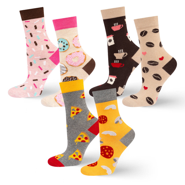 3er set Damen Socken nicht übereinstimmende Lustige Pizza, Kaffee, donut | SOXO