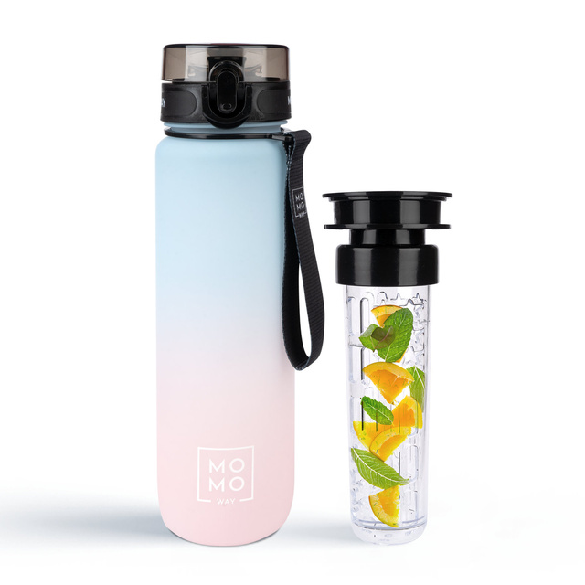 MOMO WAY Wasserflasche blau und rosa | ideal für Reisen | BPA free | Tritan | MOMOWAY
