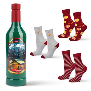 Socken mit Glühwein-Motiv 3er-Pack