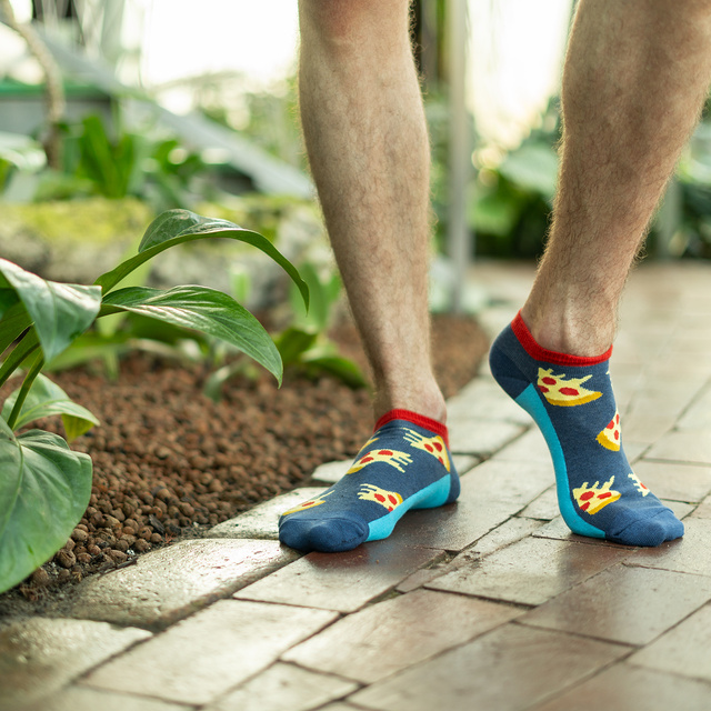 6 Paar von lustigen Socken mit Pizzamotiv einzigartiger Verpackung | Herrensocken | SOXO